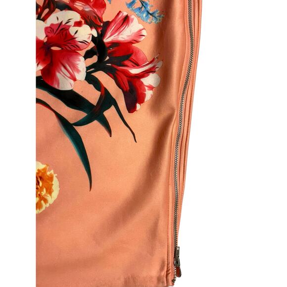 Beige by Eci Peach Spring Floral Midi Straight Pencil Dress 3/4 Sleeve Size 8 - Picture 5 of 15